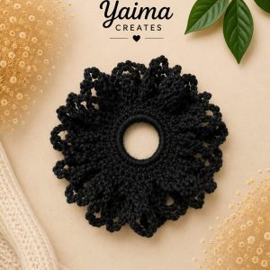 Noche – stor svart handvirkad scrunchie