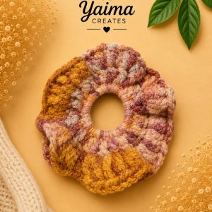 Canela – stor handvirkad scrunchie i varma nyanser