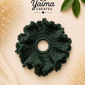Bosque – stor mörkgrön handvirkad scrunchie