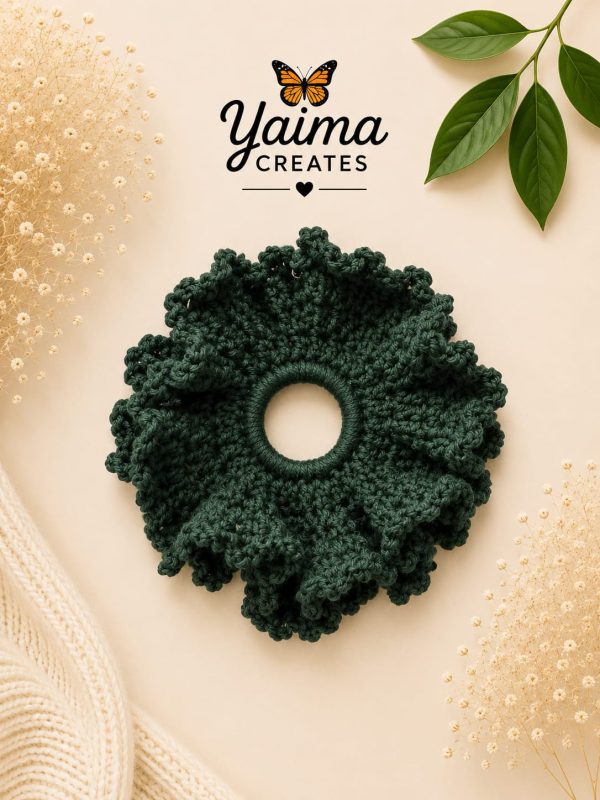 Bosque – stor mörkgrön handvirkad scrunchie