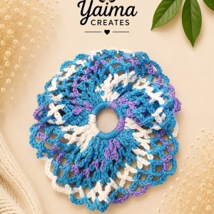 Caribe – stor handvirkad scrunchie i flerfärgat garn
