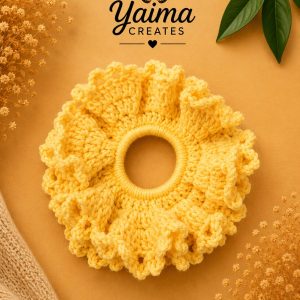 Sol – stor ljusgul handvirkad scrunchie