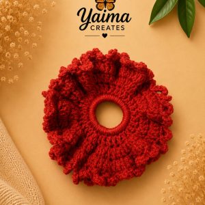 Fuego – stor röd handvirkad scrunchie