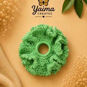 Menta – stor mintgrön handvirkad scrunchie