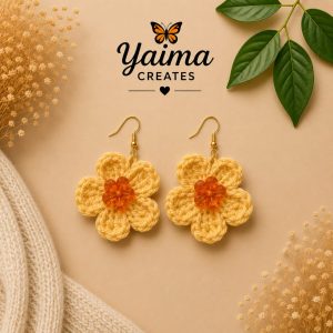 Caléndula – gula handvirkade blomörhängen